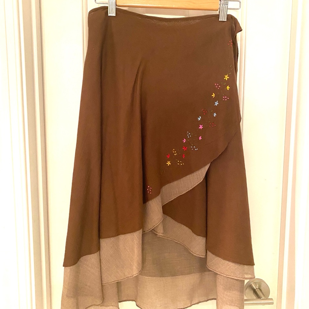 Unique Layered Envelope Skirt with Embroidered Details